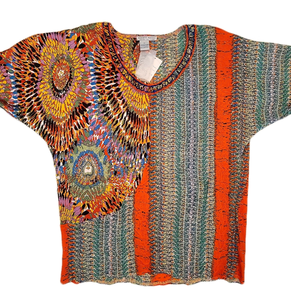 Alberto Makali Colorful Blouse Size XL NWT
